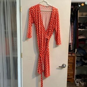 Gap Wrap Dress- Coral Print: Size Large